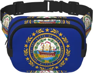 New Hampshire state flag print Cute Large Black Fanny Packs for Women Cross Body Waist Bag Nylon Fashionable Fanny Pack