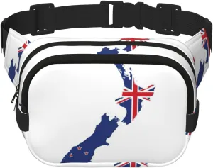 New Zealand Flag Map print Cute Large Black Fanny Packs for Women Cross Body Waist Bag Nylon Fashionable Fanny Pack
