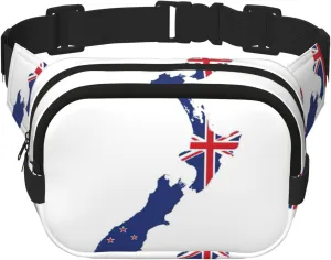 New Zealand Flag Map print Cute Large Black Fanny Packs for Women Cross Body Waist Bag Nylon Fashionable Fanny Pack