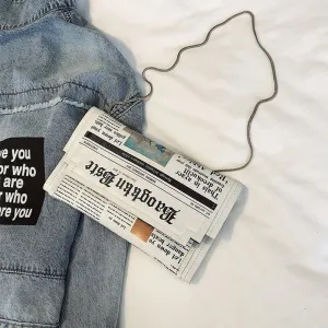 Newspaper Women's Shoulder Bag Lady Leather Casual Tote Clutch Funny Side Bags Small For Ladies