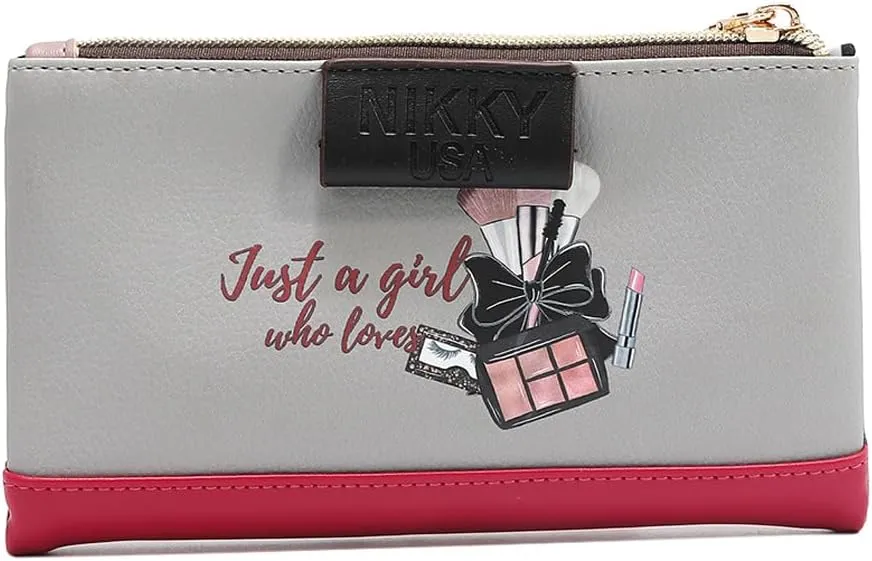 Nicole Lee NIKKY Vegan Leather Bifold Wallet, RFID Blocking, 8 Card Slots (URBAN COFFEE DREAM)