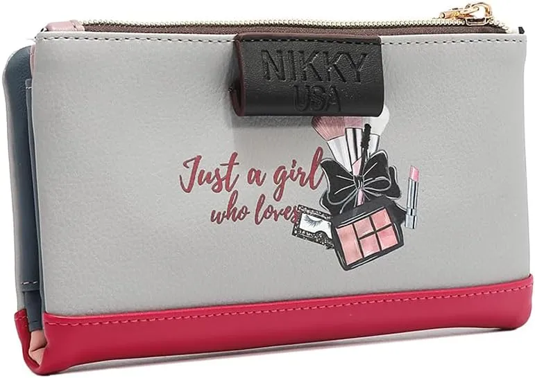 Nicole Lee NIKKY Vegan Leather Bifold Wallet, RFID Blocking, 8 Card Slots (URBAN COFFEE DREAM)