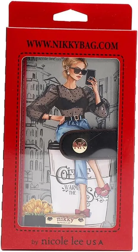 Nicole Lee NIKKY Vegan Leather Bifold Wallet, RFID Blocking, 8 Card Slots (URBAN COFFEE DREAM)