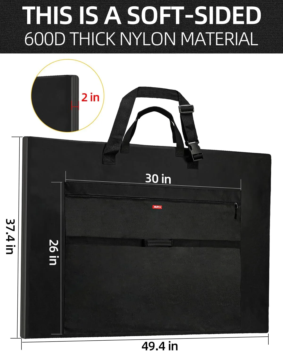 Nicpro Light Weight Art Portfolio Bag, 36 x 48 Inches Waterproof Nylon Art Portfolio Case with Shoulder & Handle Carry, for Artwork, Poster, Sketch Drawing, Canvas, Photography, Solar Panel Storage