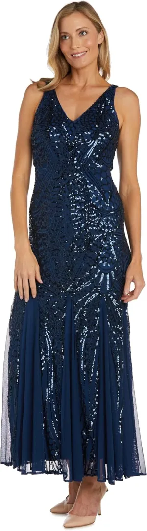 NIGHTWAY Women's Long Embellished Cocktail Dress