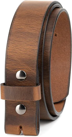 No Buckle Belt | Made in USA Mens Cowboy Belt | 1 1/2" Leather Belt Strap with Snaps
