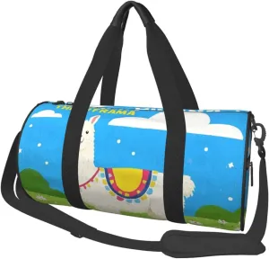 No Drama Llama Print Round Large Capacity Travel Luggage Bags,Men's and Women's Hand-Held Travel Clothing Bags