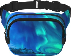Northern Lights Print Unisex Square Double Layer Waist Bag Crossbody Fanny Pack Travel Workout Accessory