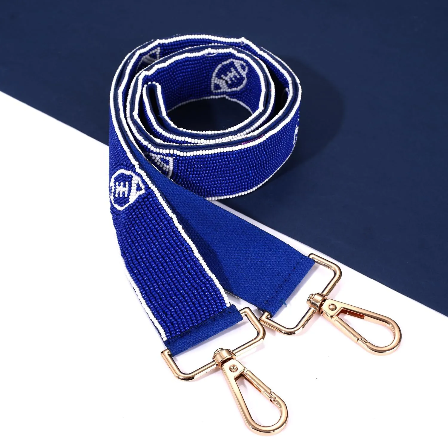 NVENF Beaded Purse Straps Replacement Football Purse Strap for Clear Stadium Bag Game Day Crossbody Bag Straps Outfits (Blue White)