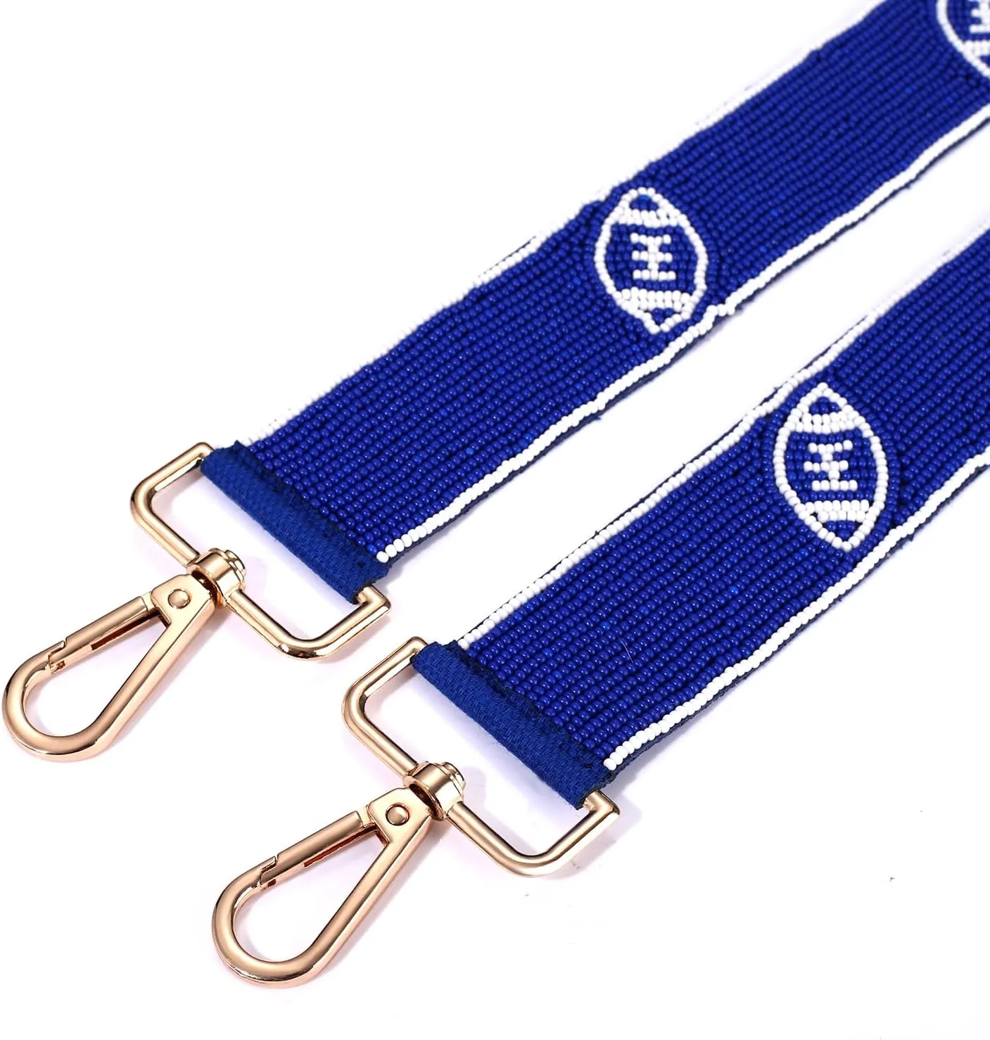 NVENF Beaded Purse Straps Replacement Football Purse Strap for Clear Stadium Bag Game Day Crossbody Bag Straps Outfits (Blue White)