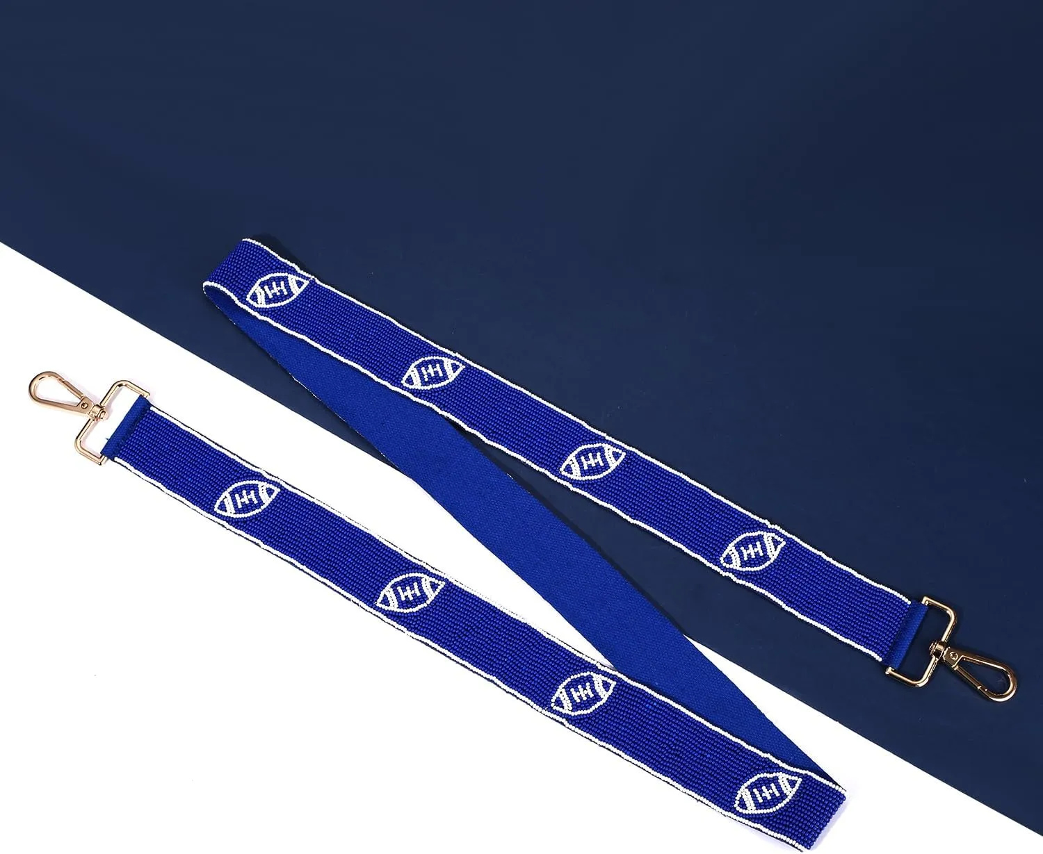 NVENF Beaded Purse Straps Replacement Football Purse Strap for Clear Stadium Bag Game Day Crossbody Bag Straps Outfits (Blue White)