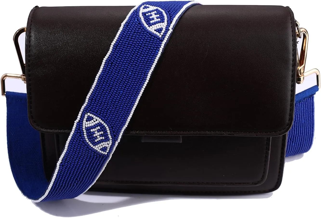 NVENF Beaded Purse Straps Replacement Football Purse Strap for Clear Stadium Bag Game Day Crossbody Bag Straps Outfits (Blue White)