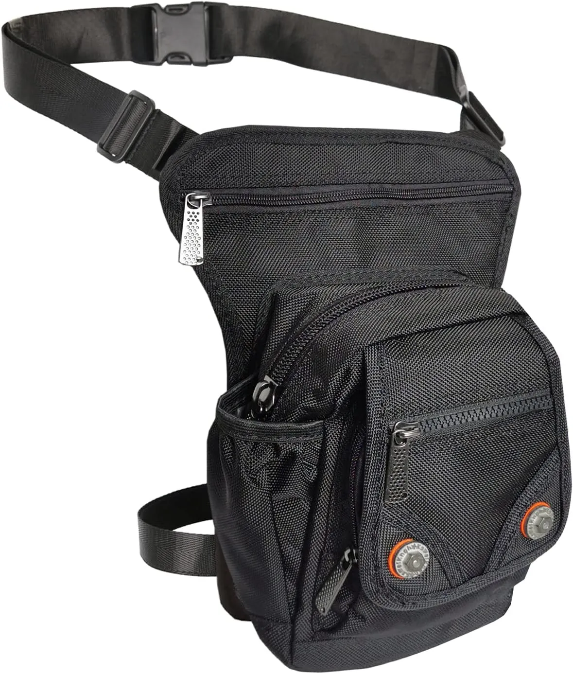 Nylon Tactical Leg Bag Pouch Fanny Pack Shoulder Messenger Bag (Black & Orange)