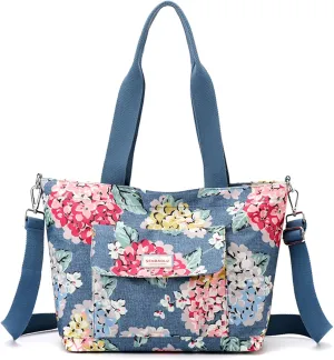 Nylon Tote Bag with Zipper for Women Large Shoulder Bag Top Handle Handbag for Travel Work