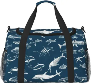 Ocean Fishes print Weekender Overnight Carry On Bag Gym Luggage Bag Duffel Bag for Travel Women
