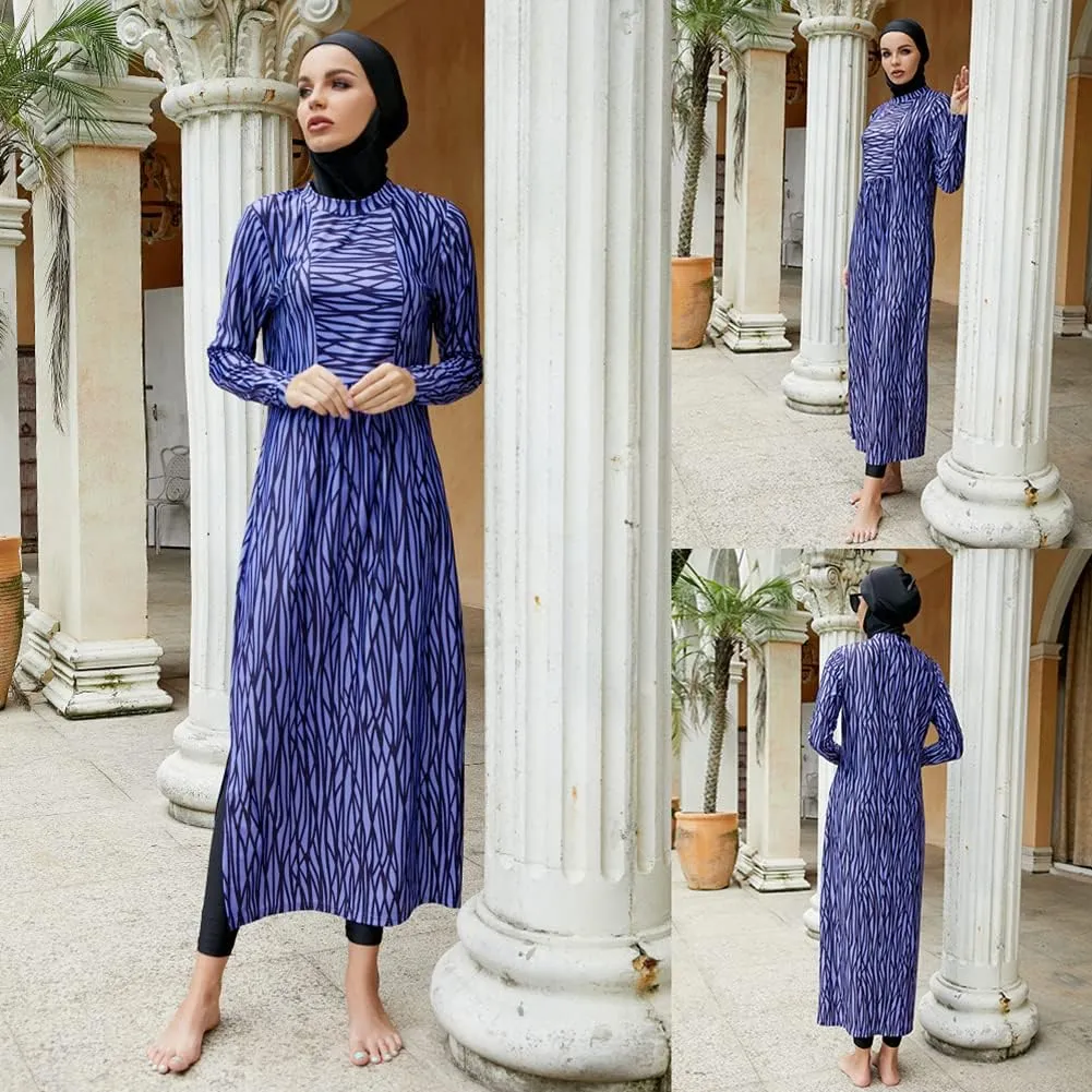 ODIZLI Women Muslim Swimwear Islamic Modest Swimsuit Full Cover Hijab Long Sleeve Burkini