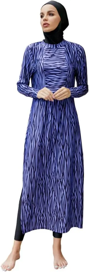 ODIZLI Women Muslim Swimwear Islamic Modest Swimsuit Full Cover Hijab Long Sleeve Burkini