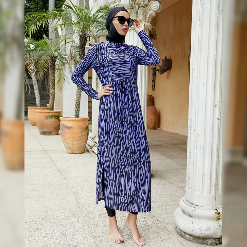 ODIZLI Women Muslim Swimwear Islamic Modest Swimsuit Full Cover Hijab Long Sleeve Burkini