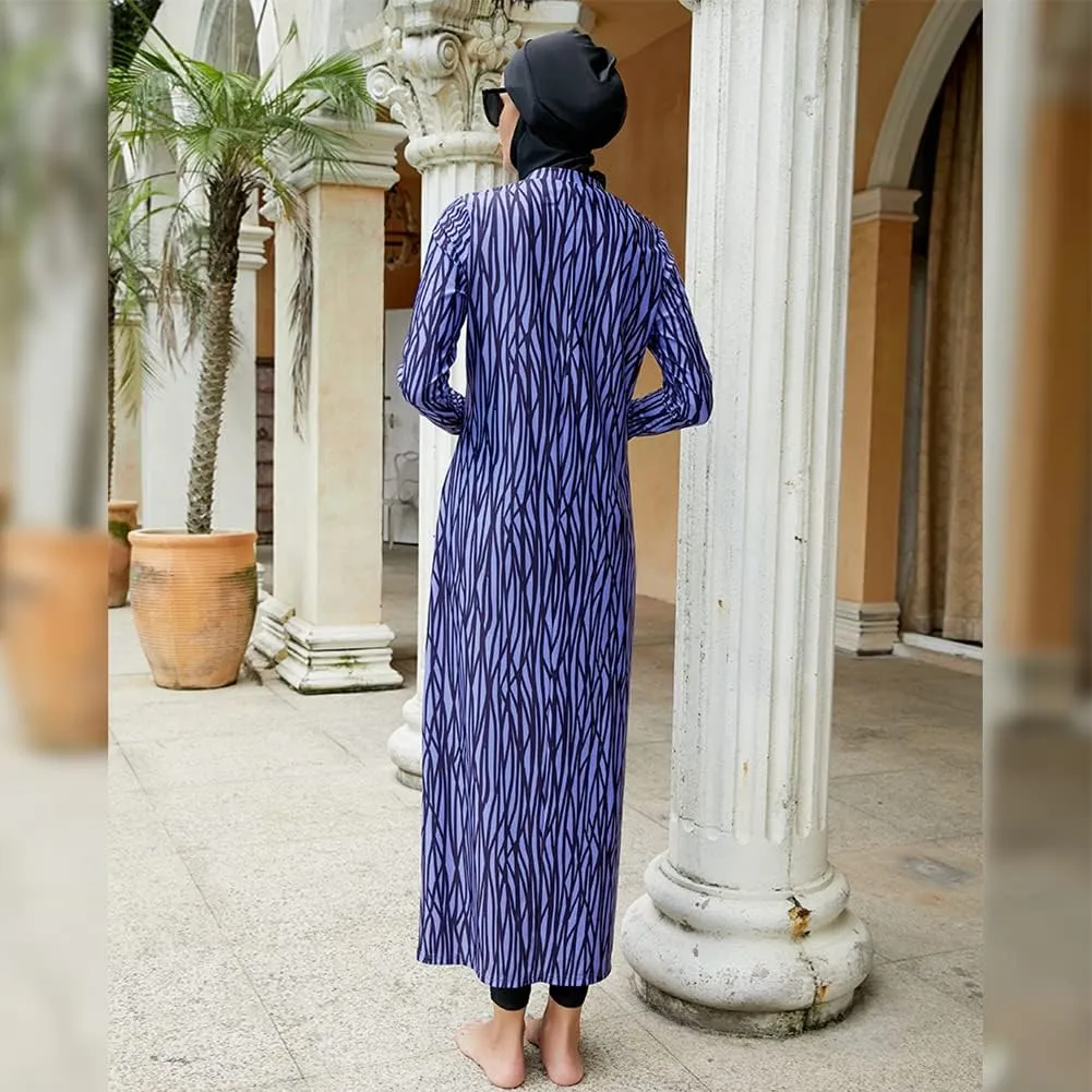 ODIZLI Women Muslim Swimwear Islamic Modest Swimsuit Full Cover Hijab Long Sleeve Burkini