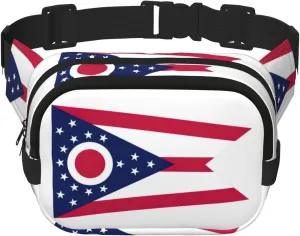 Ohio State Flag print Belt Bag with Pockets,Fanny Packs for Women Men, Fashion Crossbody Bags,Waist Packs