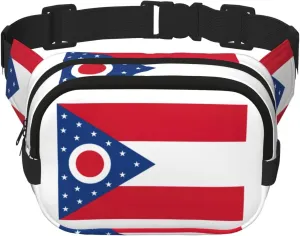 Ohio State Flag print Belt Bag with Pockets,Fanny Packs for Women Men, Fashion Crossbody Bags,Waist Packs