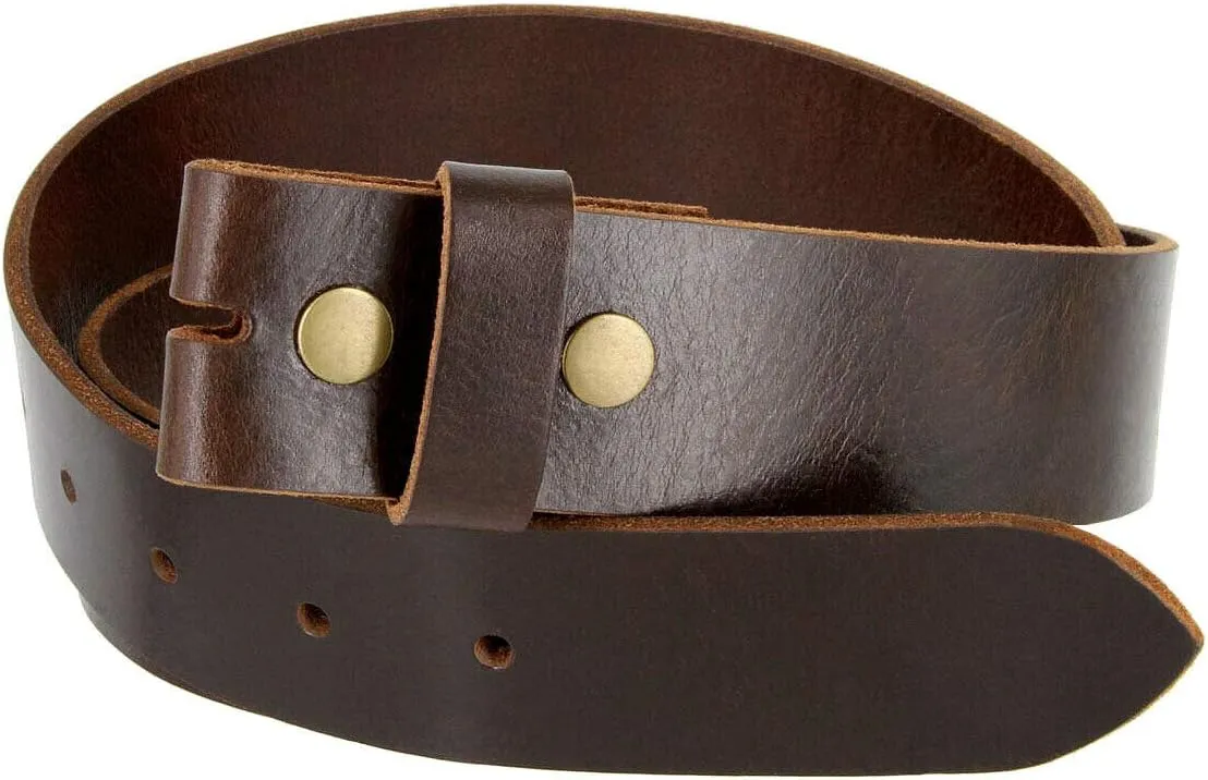 One Piece Full Grain Buffalo/Oil Tanned Leather Replacement Belt Strap or Belt with Buckle 1-1/2" (38mm) wide