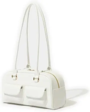 One Shoulder Armpit Wrapped in Oiled Wax Leather Bag, Double Pocket Casual Handbag