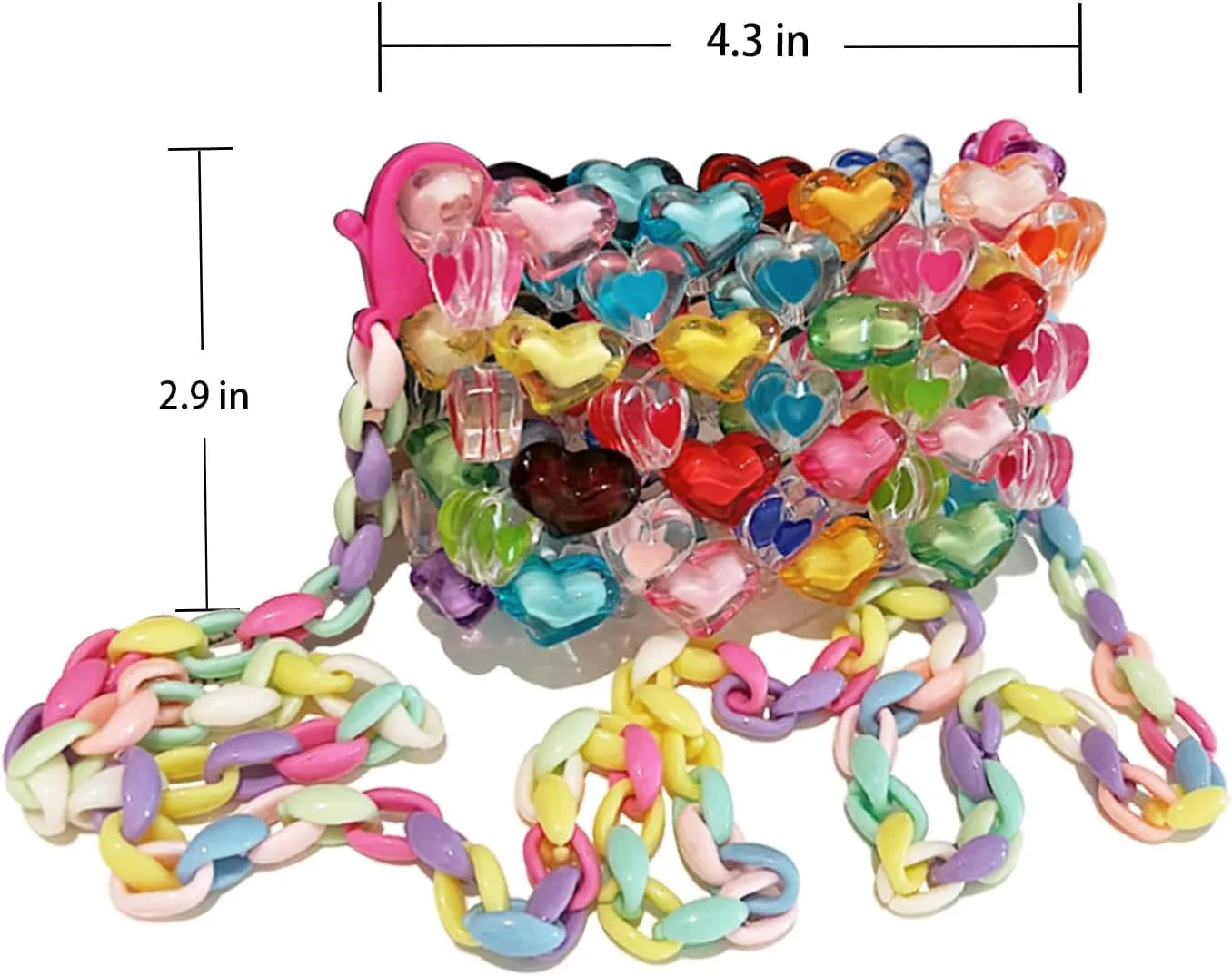 One Women's Color Beaded bags Color Red Crystal Bag Hand Knitting Glitter bead bag Acrylic