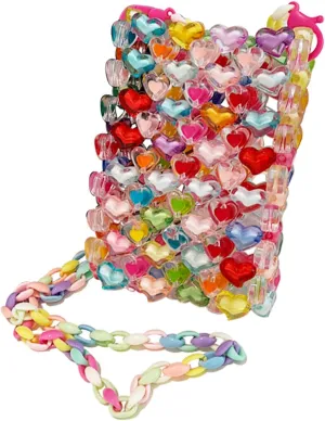 One Women's Color Beaded bags Color Red Crystal Bag Hand Knitting Glitter bead bag Acrylic