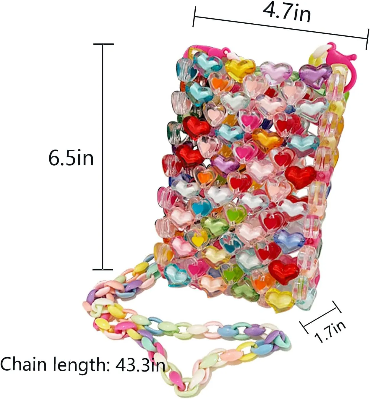 One Women's Color Beaded bags Color Red Crystal Bag Hand Knitting Glitter bead bag Acrylic