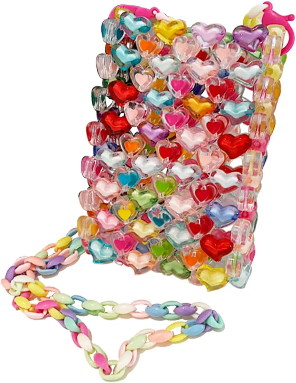 One Women's Color Beaded bags Color Red Crystal Bag Hand Knitting Glitter bead bag Acrylic