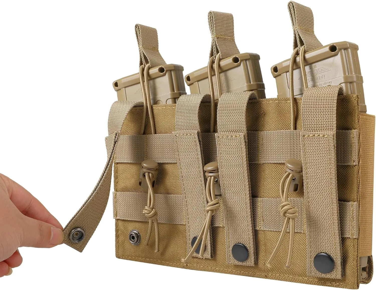 Open-Top Single/Double/Triple Molle Mag Pouch for 5.56mm M4 M16 AK AR Glock M1911 9mm Elastic Rifle Magazines Pistol Mag Pouches Holder Carrier with USA Flag Patch