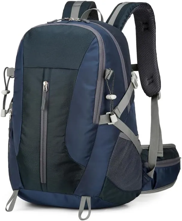 Outdoor Hiking Backpack Nylon Water Resistant Lightweight Travel Daypack for Trekking Camping Climbing Sports and Commuting (Dark Blue)