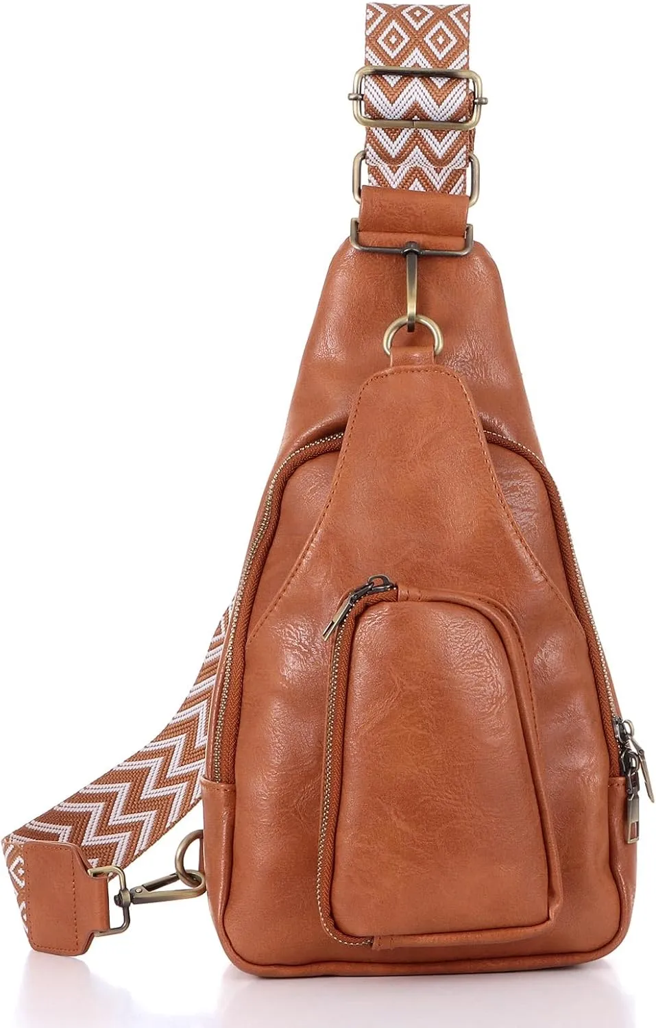 Ovida Sling Bag for Women PU Leather Crossbody Fanny Packs Sling Chest Bag Purse with Adjustable Guitar Strap for Travel