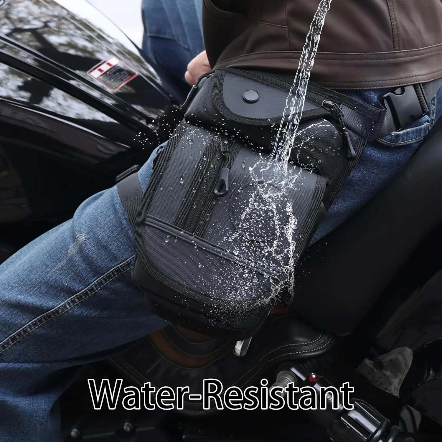 Oxford Drop Leg Bag for Men Women Thigh Water Resistant Fashion Motorcycle Leg Holster Hiking Waist Bag Pouch Tactical Fanny Pack Hip Drop Leg Pouch for Men Women Outdoor Black