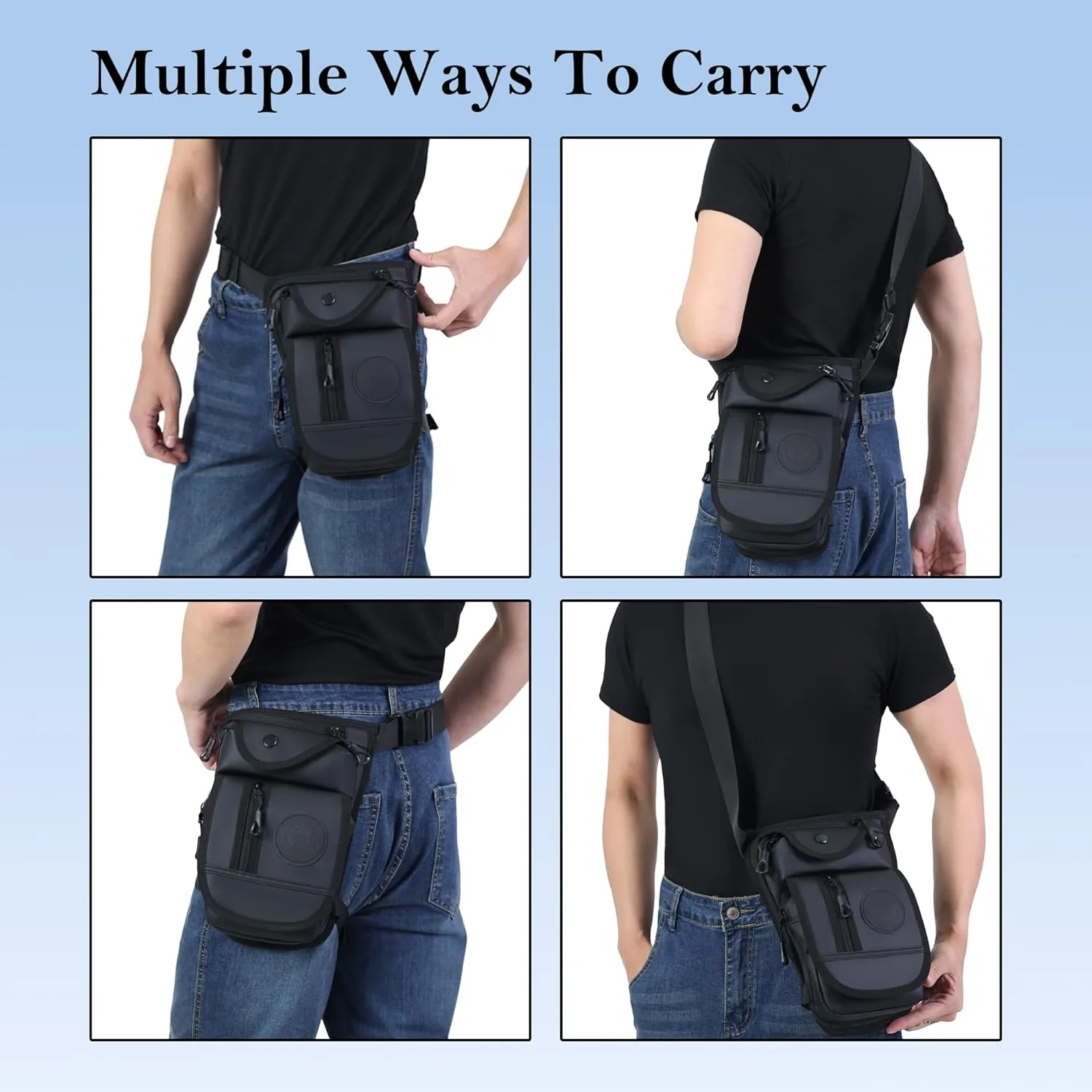 Oxford Drop Leg Bag for Men Women Thigh Water Resistant Fashion Motorcycle Leg Holster Hiking Waist Bag Pouch Tactical Fanny Pack Hip Drop Leg Pouch for Men Women Outdoor Black