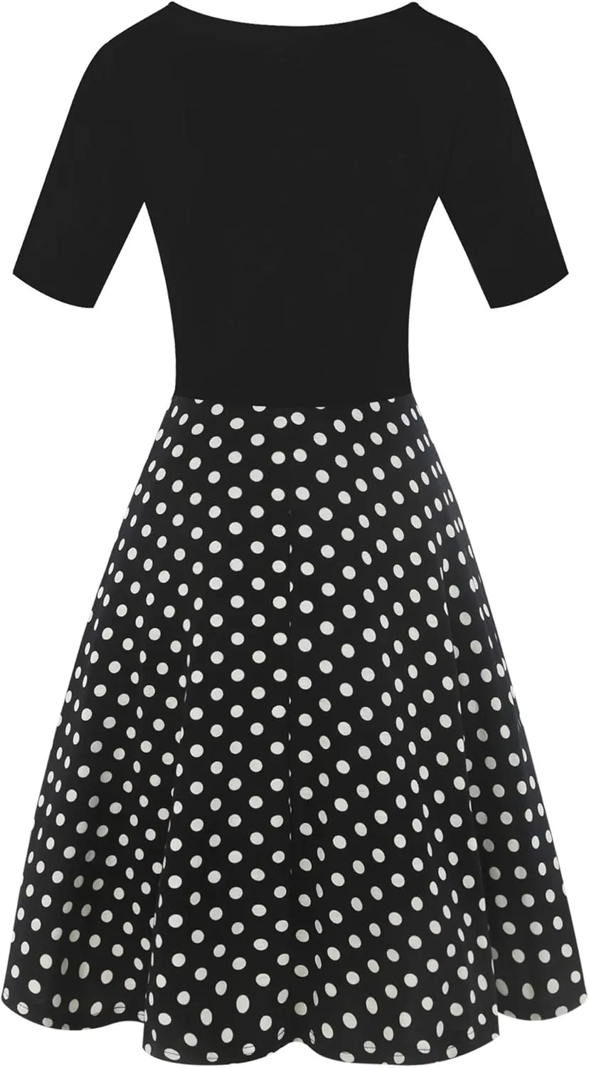oxiuly Women's Casual Dresses Criss-Cross V-Neck Floral Flare Midi Summer Dress OX233