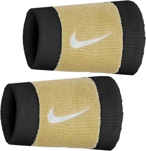 Pair of Long Tennis Wristbands Nike Swoosh Double Wide Multiple Colours (Black/Team Gold/White)