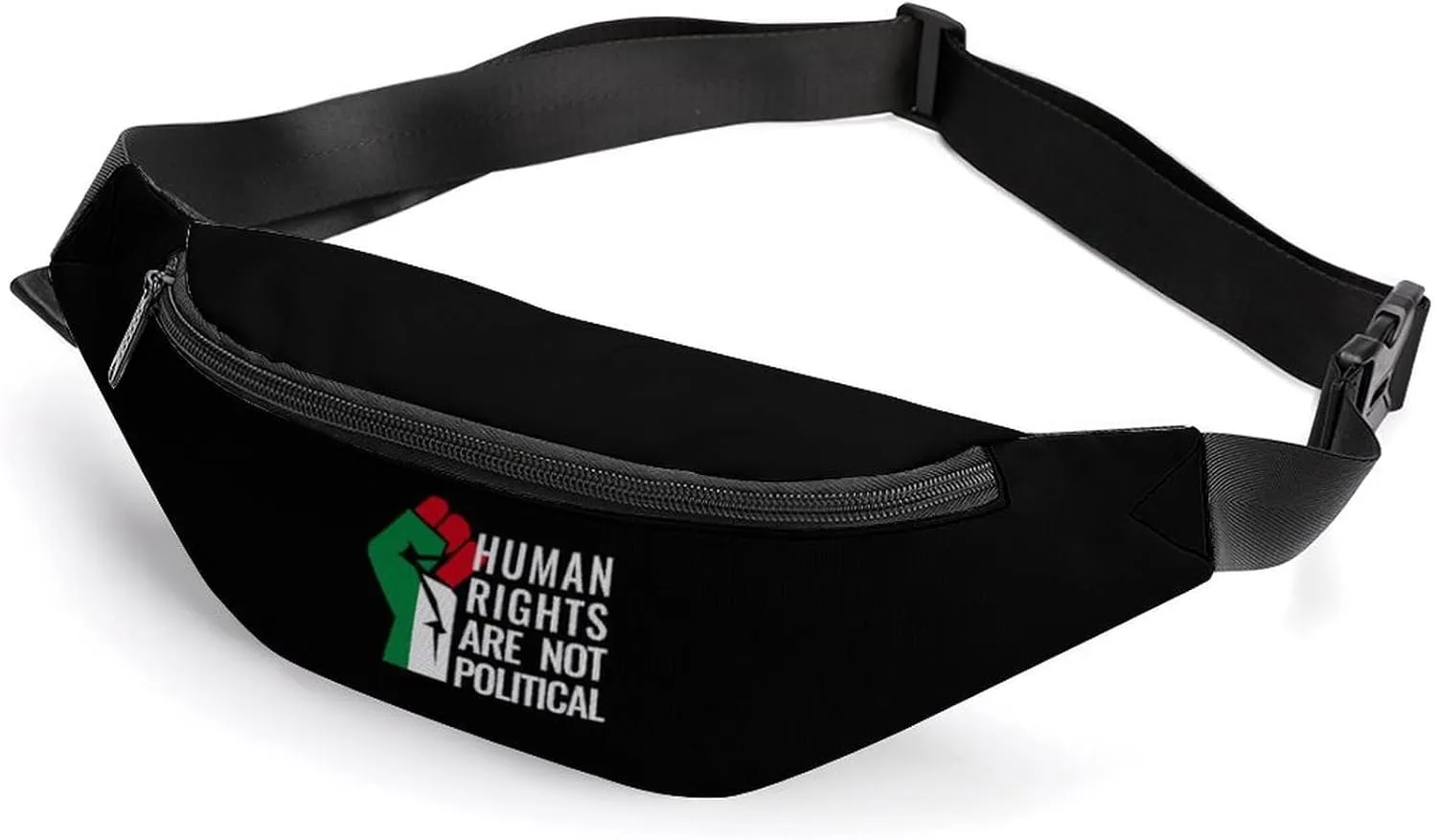 Palestine Flag Human Rights Are Not Political Waterproof Fanny Pack Belt Bag Crossbody Waist Bags Travel Essentials for Sports Workout