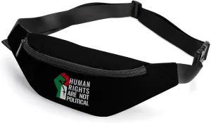 Palestine Flag Human Rights Are Not Political Waterproof Fanny Pack Belt Bag Crossbody Waist Bags Travel Essentials for Sports Workout