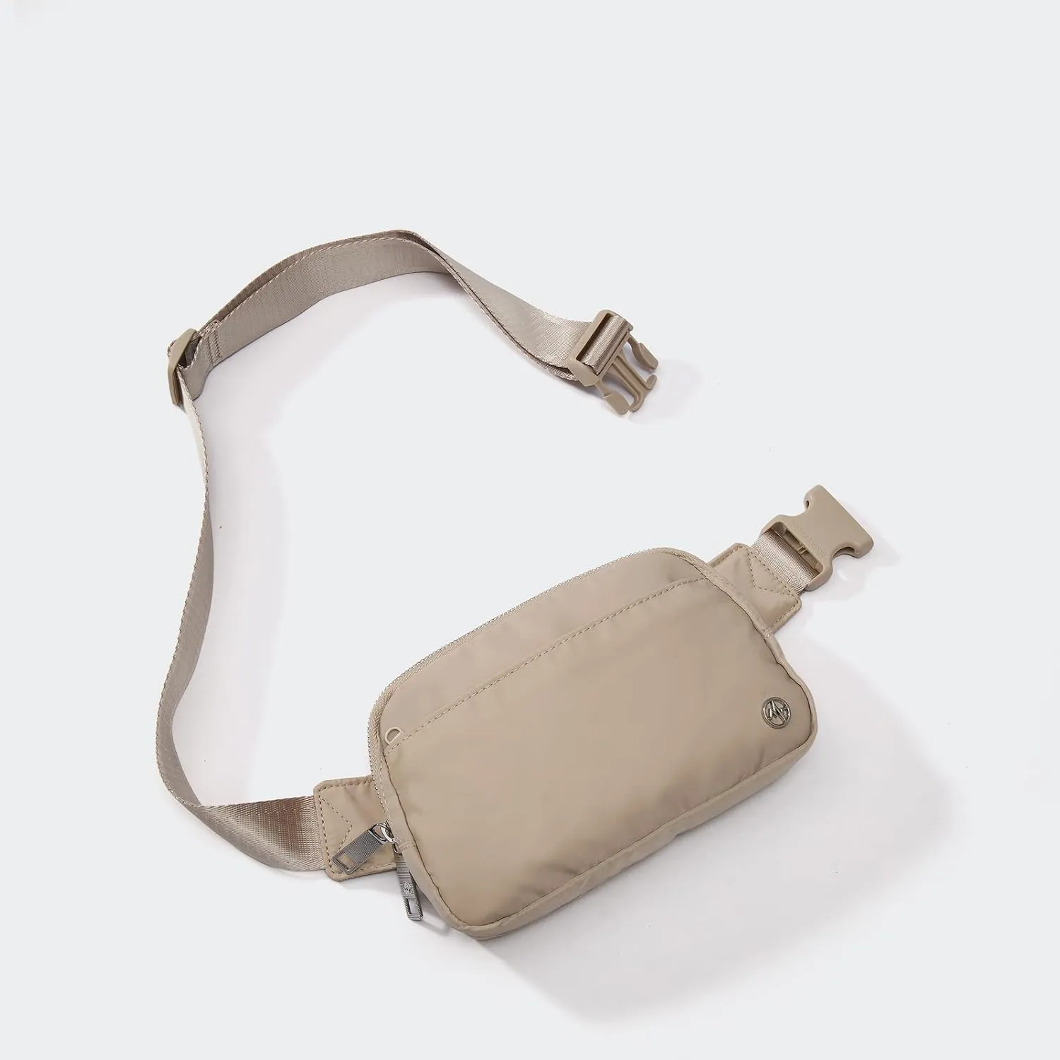 Pander Everywhere Belt Bag for Women, 5 Zipper Pockets Nylon Crossbody Fanny Pack Purse (Raw Linen).