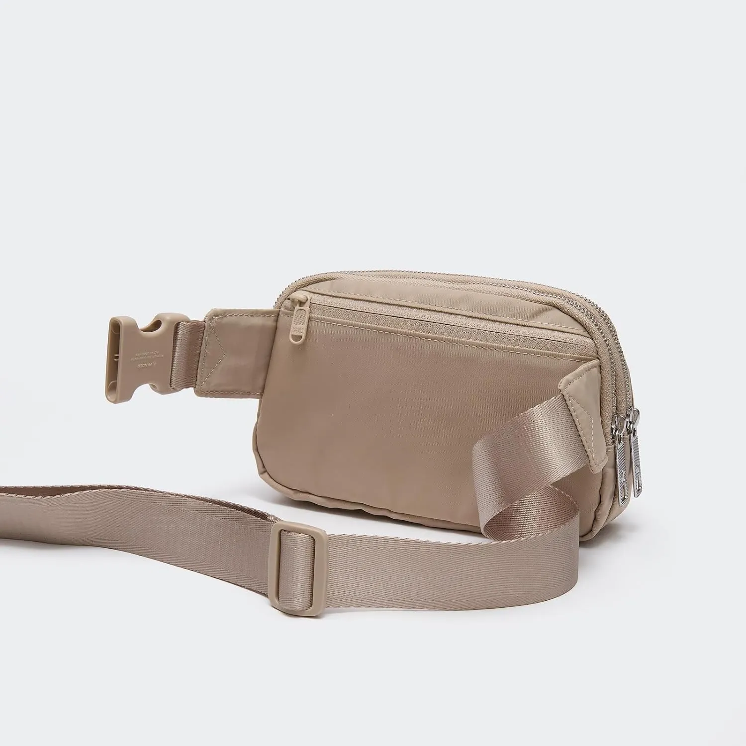 Pander Everywhere Belt Bag for Women, 5 Zipper Pockets Nylon Crossbody Fanny Pack Purse (Raw Linen).