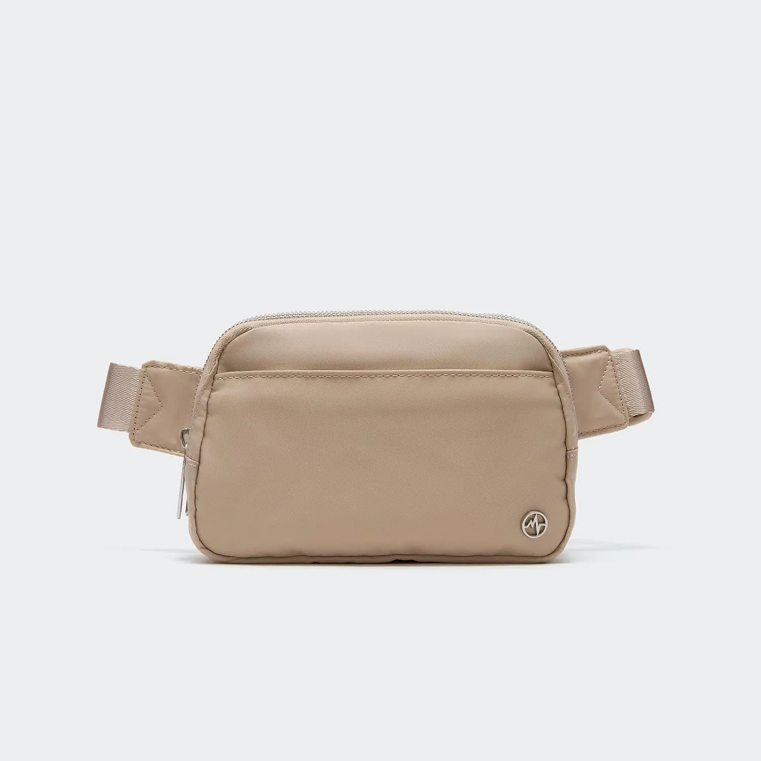 Pander Everywhere Belt Bag for Women, 5 Zipper Pockets Nylon Crossbody Fanny Pack Purse (Raw Linen).