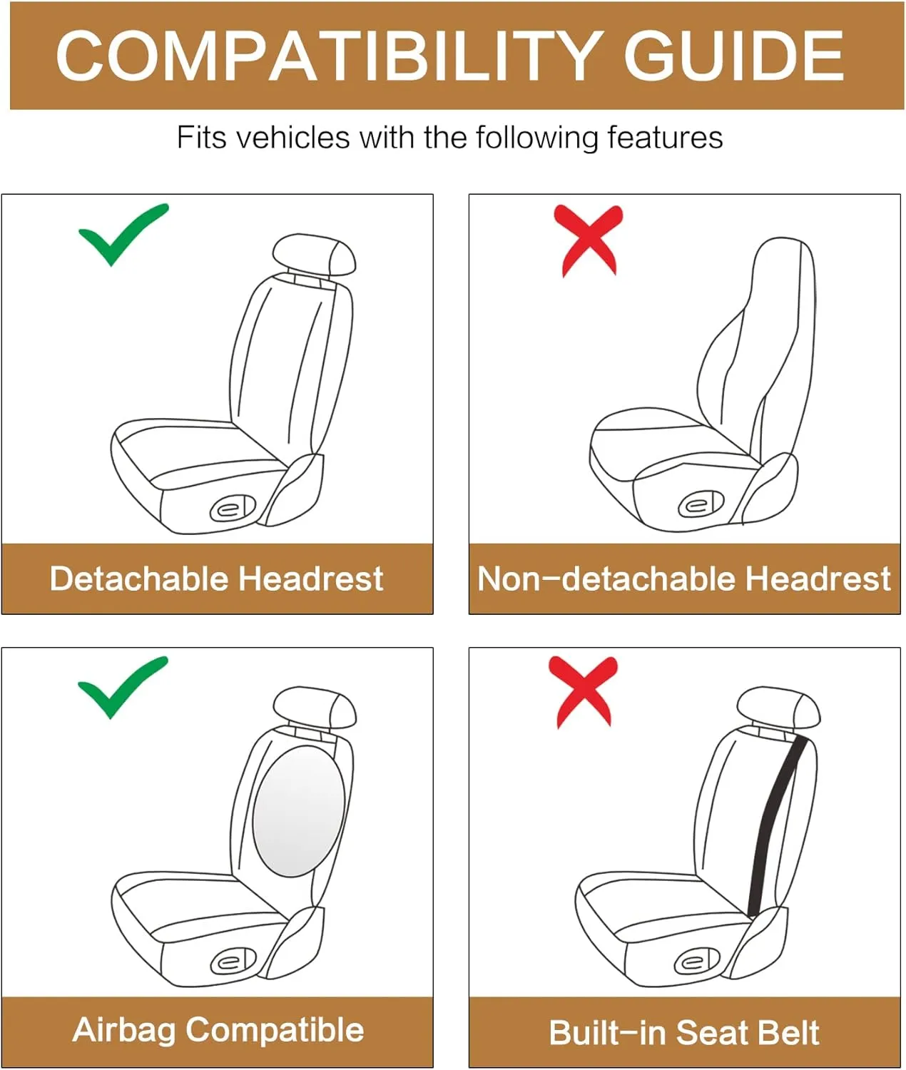 Pariitadin Leather Car Seat Covers Full Set, Waterproof Breathable Faux Leather Automotive Seat Covers for Cars, Non-Slip Car Interior Covers Universal Fit Most Cars Sedans Trucks SUVs, Beige
