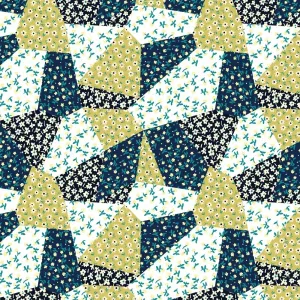 Patchwork Daises Fabric - Gold
