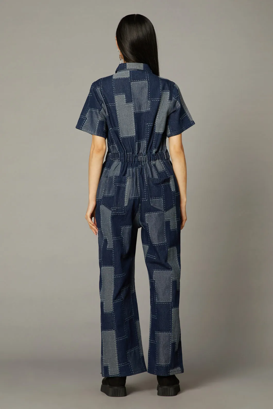 Patchwork Denim Boilersuit