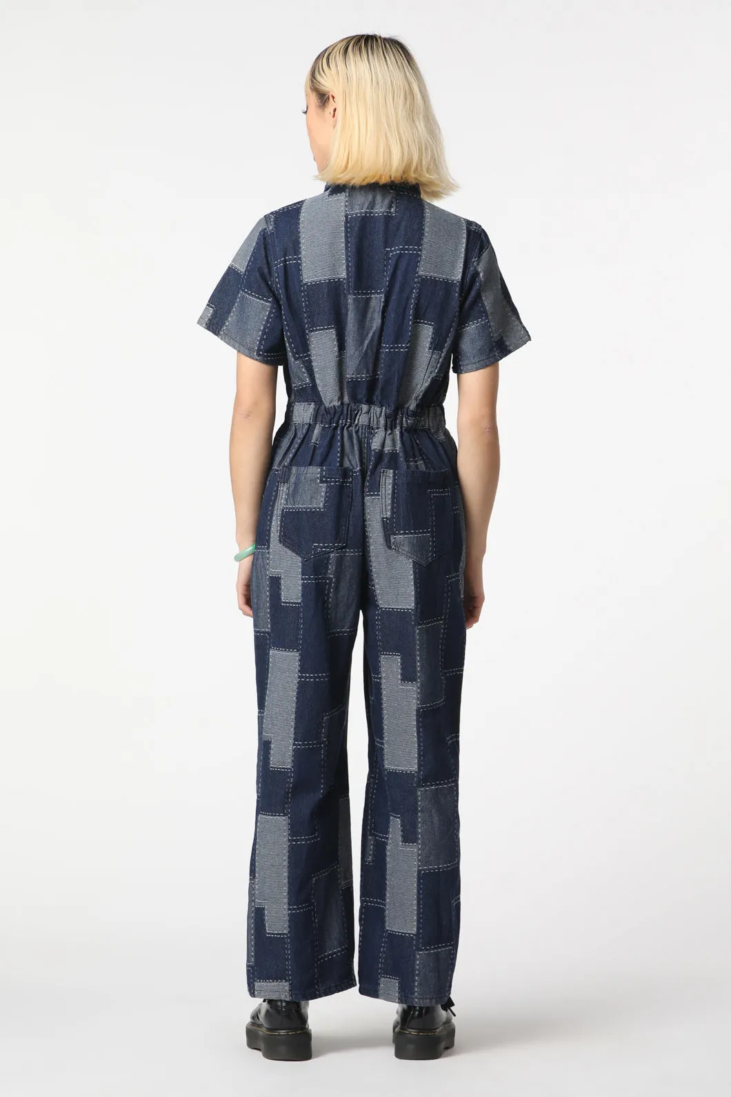 Patchwork Denim Boilersuit