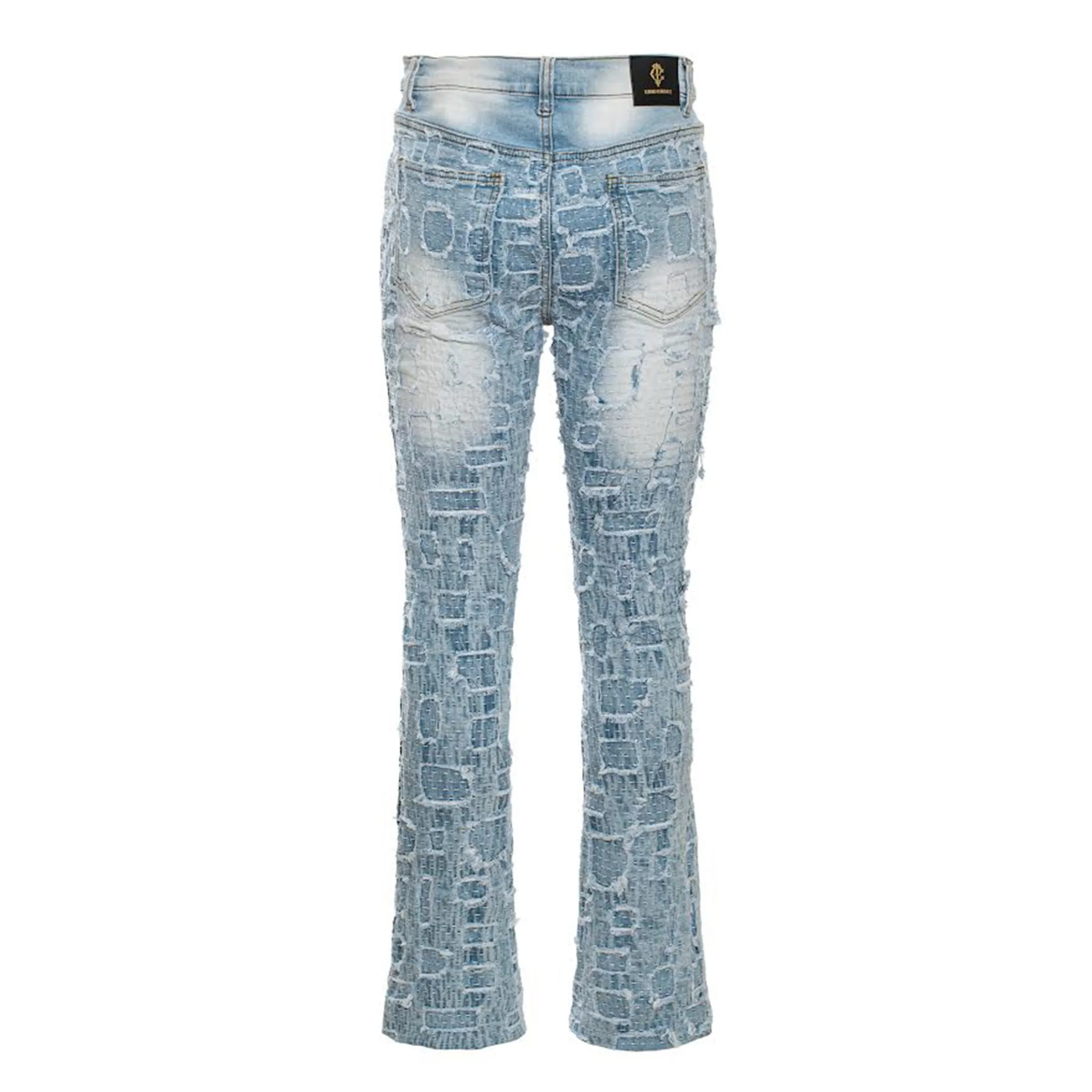 Patchwork Distressed Denim Jacket   Jeans SET - LIGHT BLUE