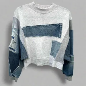 Patchwork Recycled Denim Sweatshirt