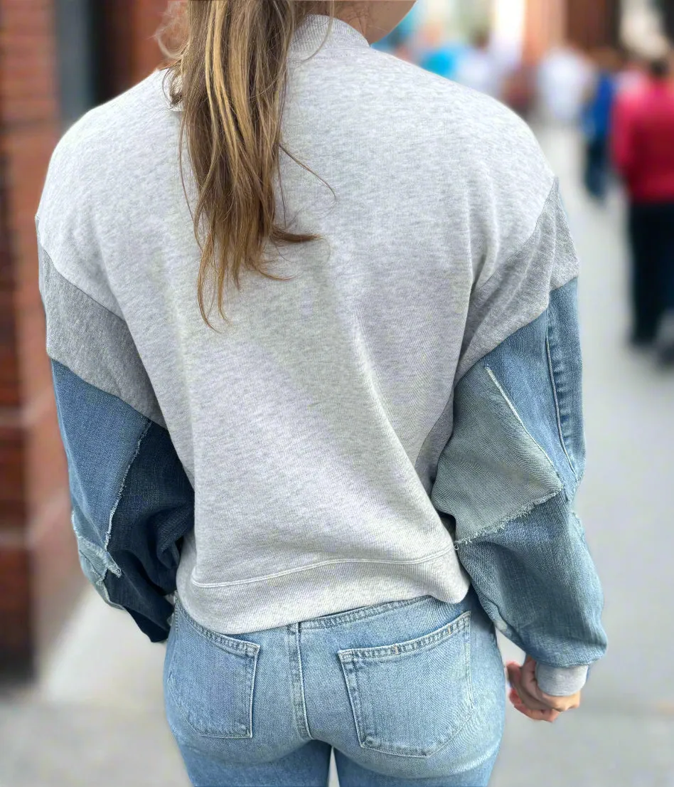 Patchwork Recycled Denim Sweatshirt